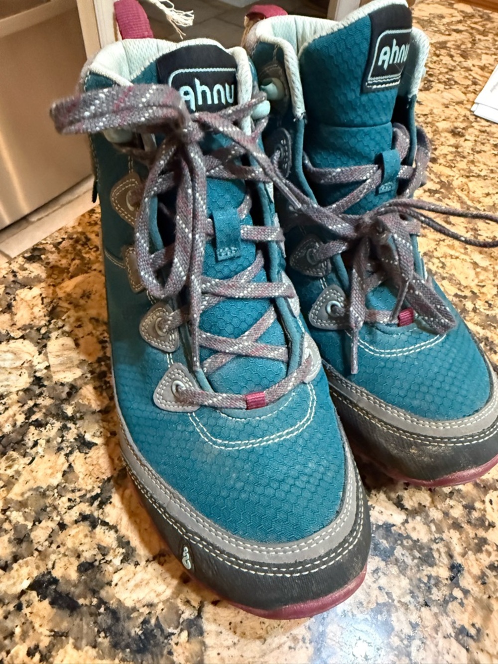 Ahnu Teal and Gray Outdoor Boots size 6 ladies